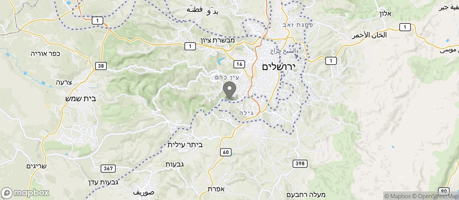 موقع حديقة الاسماك في القدس على الخريطة